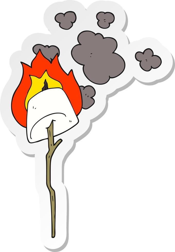 sticker of a cartoon toasted marshmallow vector