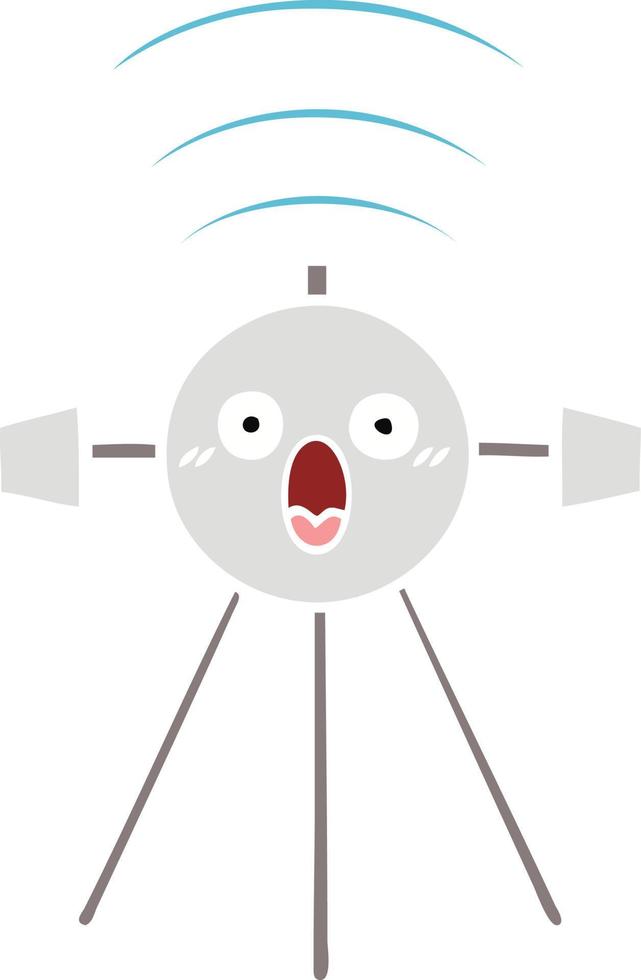 flat color retro cartoon satellite vector