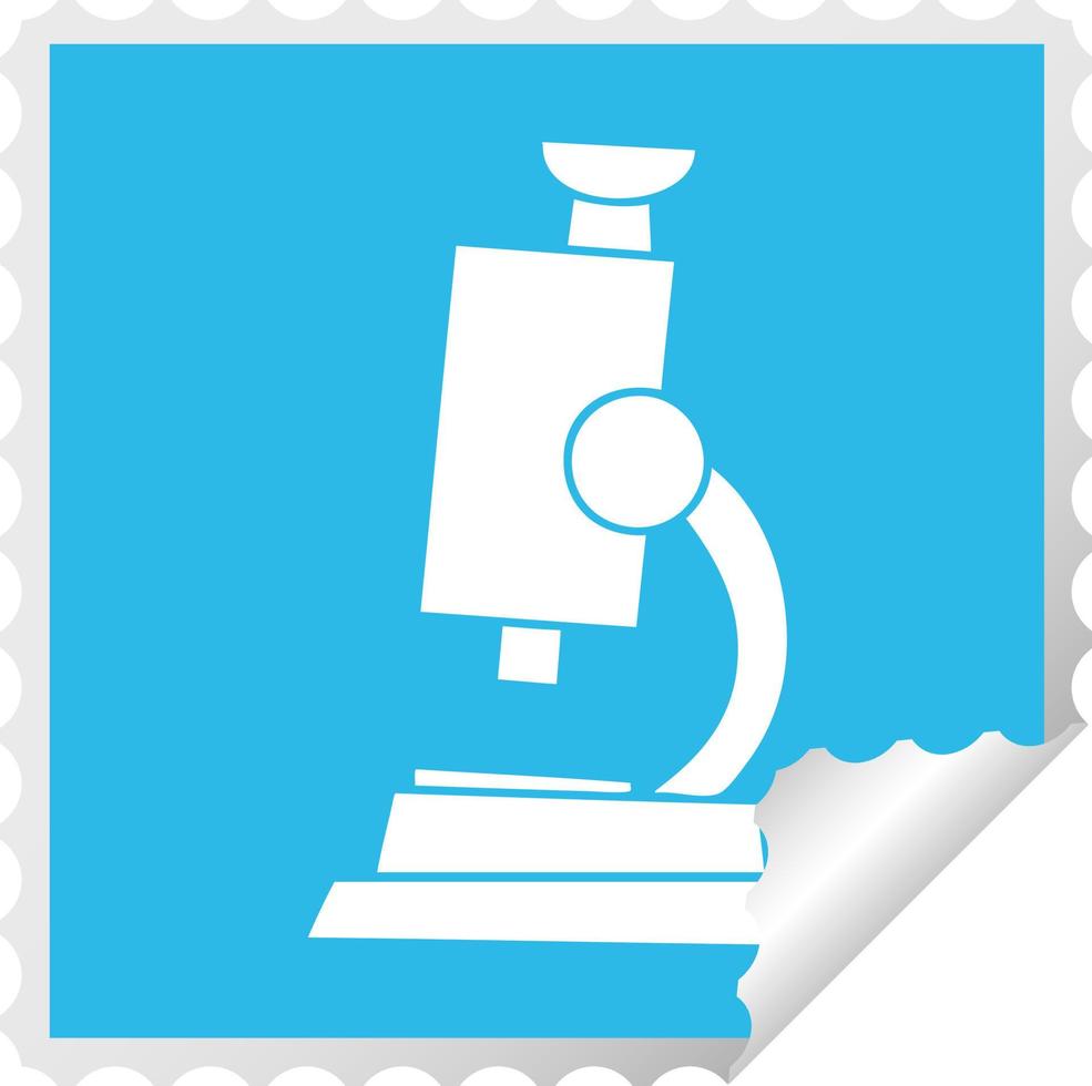square peeling sticker cartoon science microscope vector