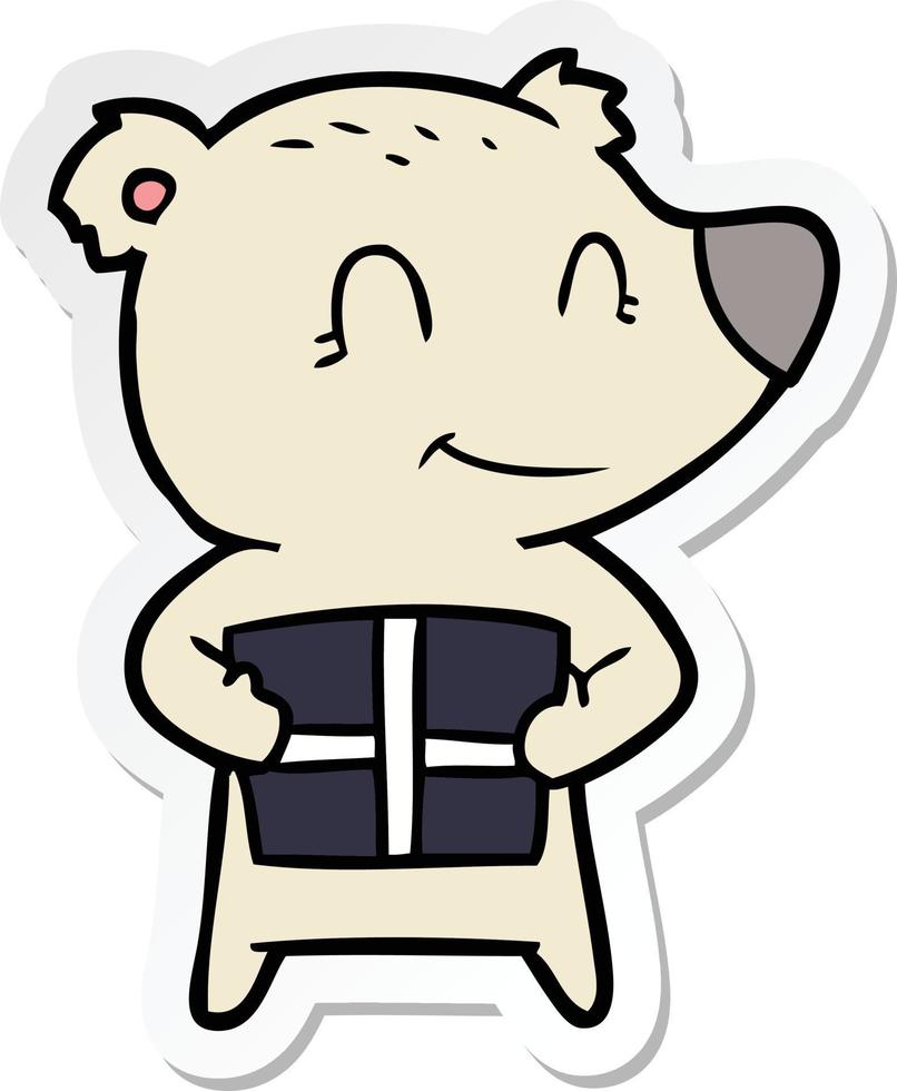 sticker of a christmas polar bear cartoon vector