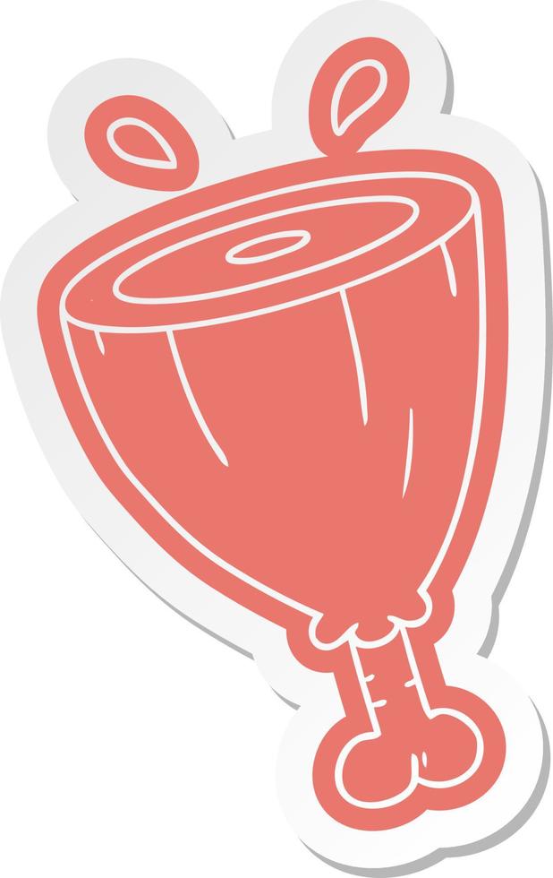 cartoon sticker of a joint of ham vector