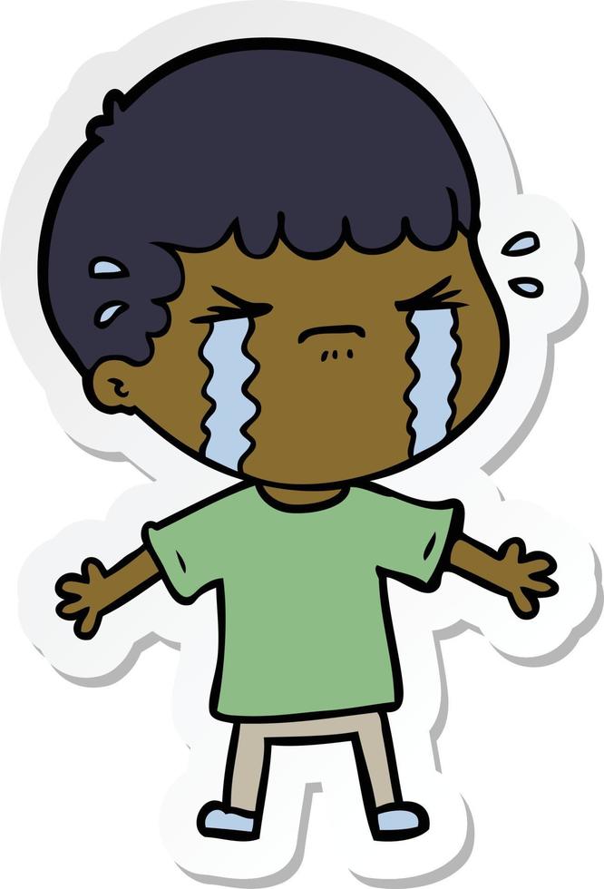 sticker of a cartoon man crying vector