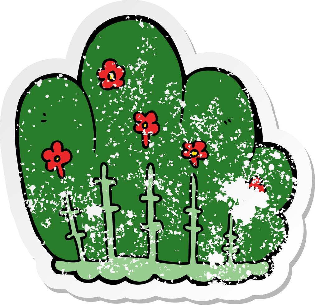 distressed sticker of a cartoon hedge vector