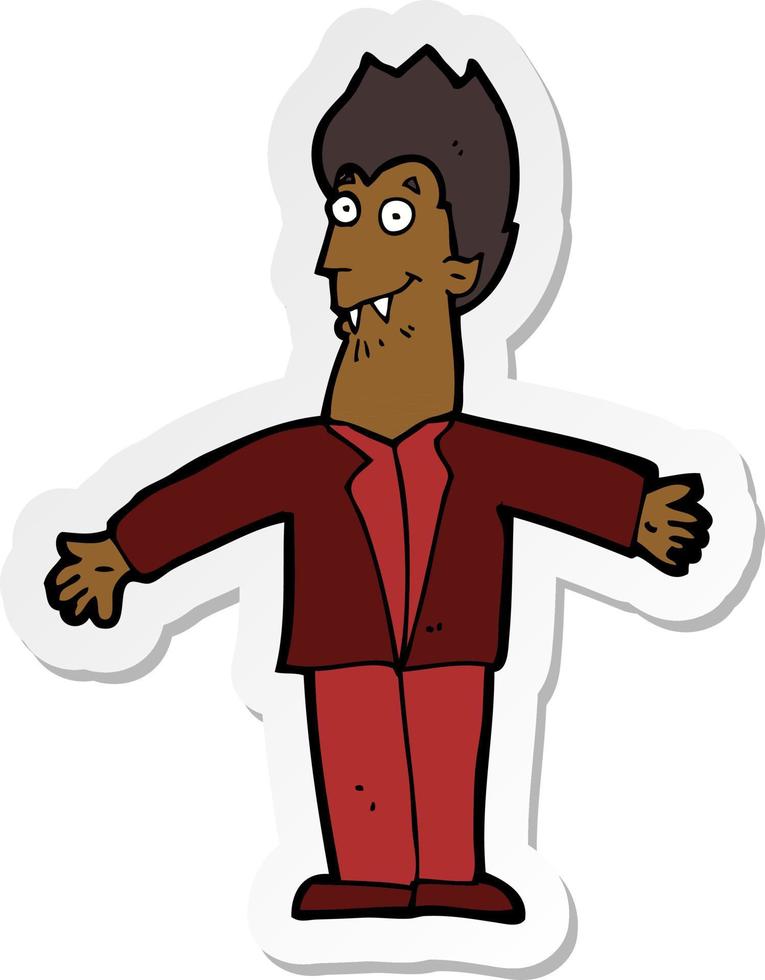 sticker of a cartoon vampire man vector