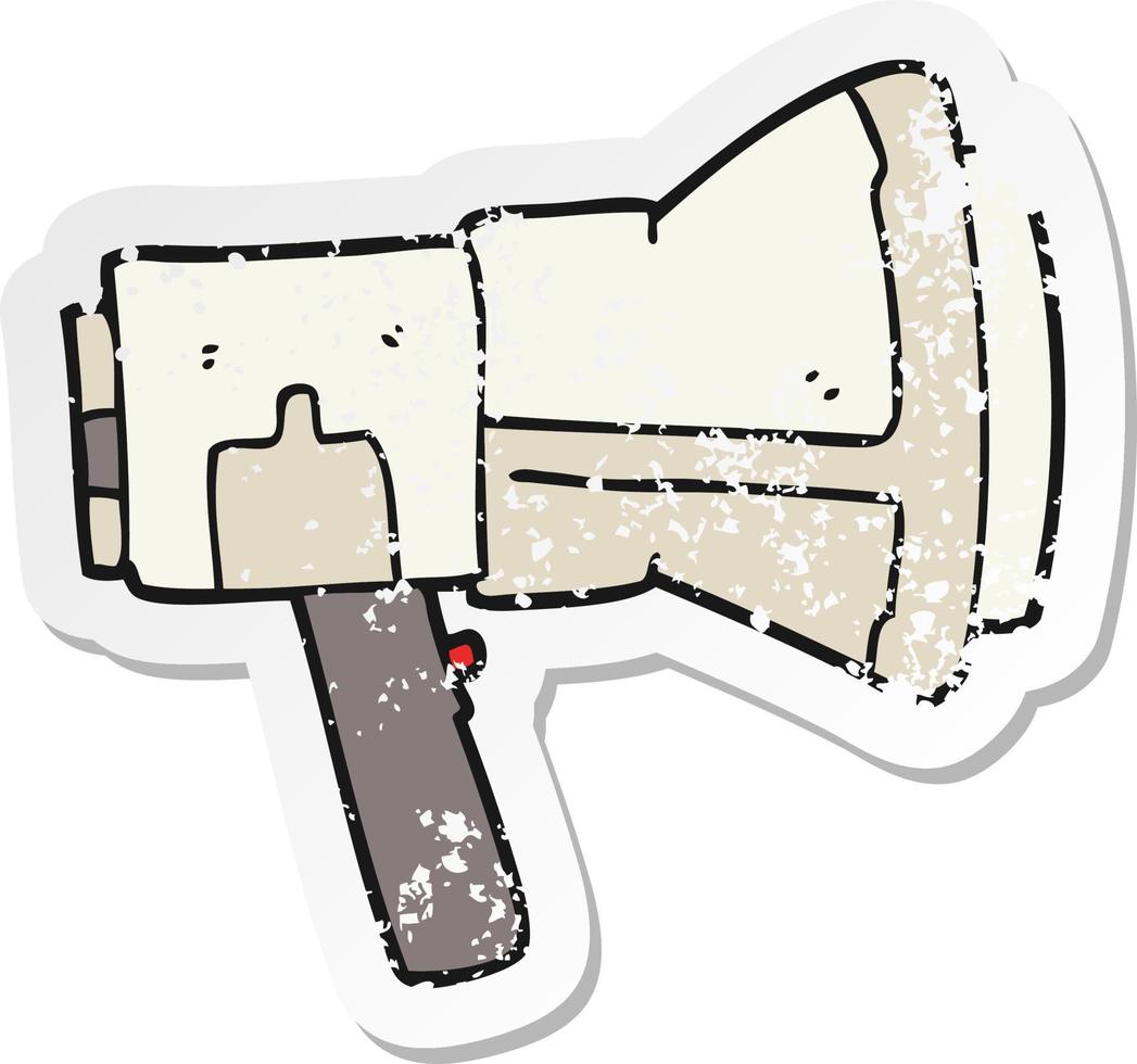 retro distressed sticker of a cartoon megaphone vector
