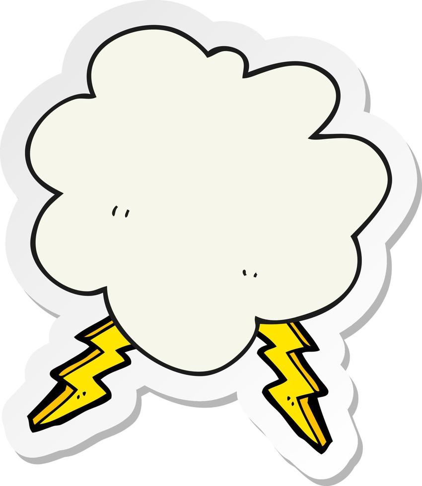 sticker of a cartoon storm cloud vector