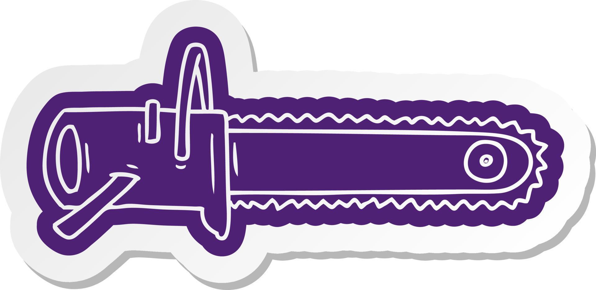cartoon sticker fo a chain saw vector