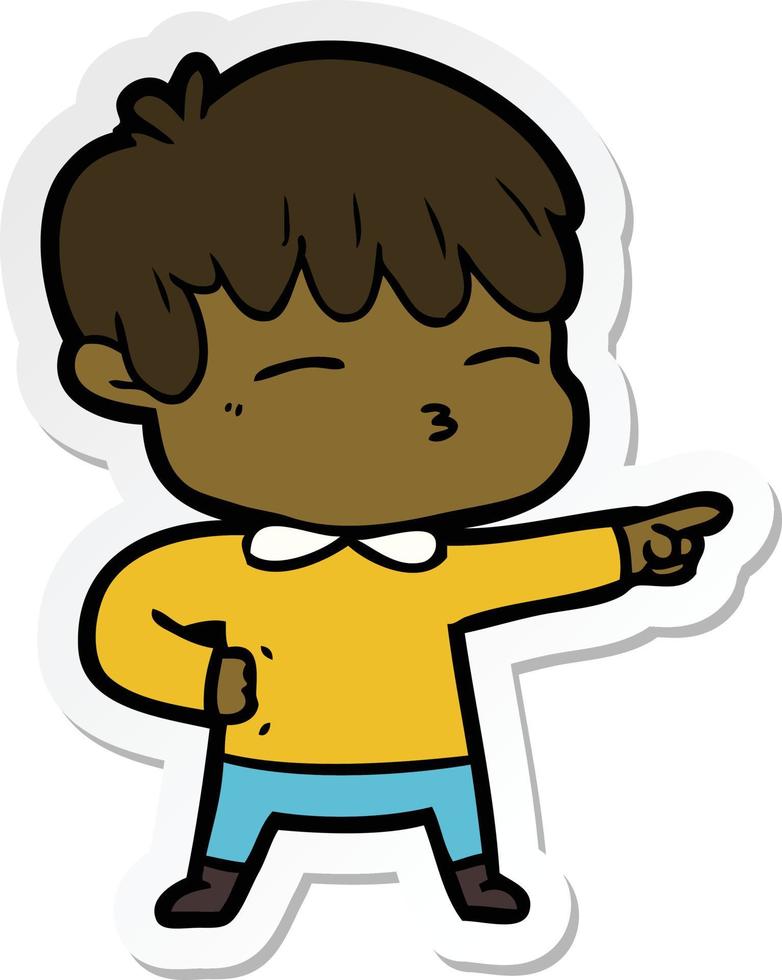 sticker of a cartoon curious boy vector