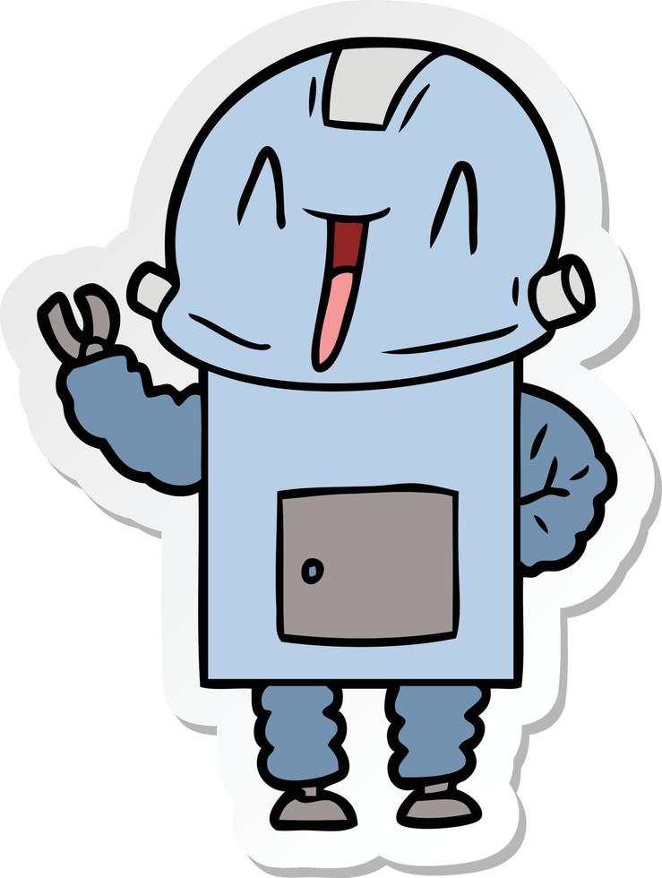 sticker of a cartoon robot vector
