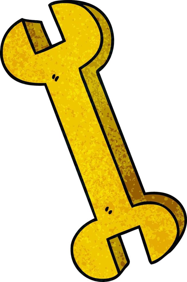 quirky hand drawn cartoon spanner vector
