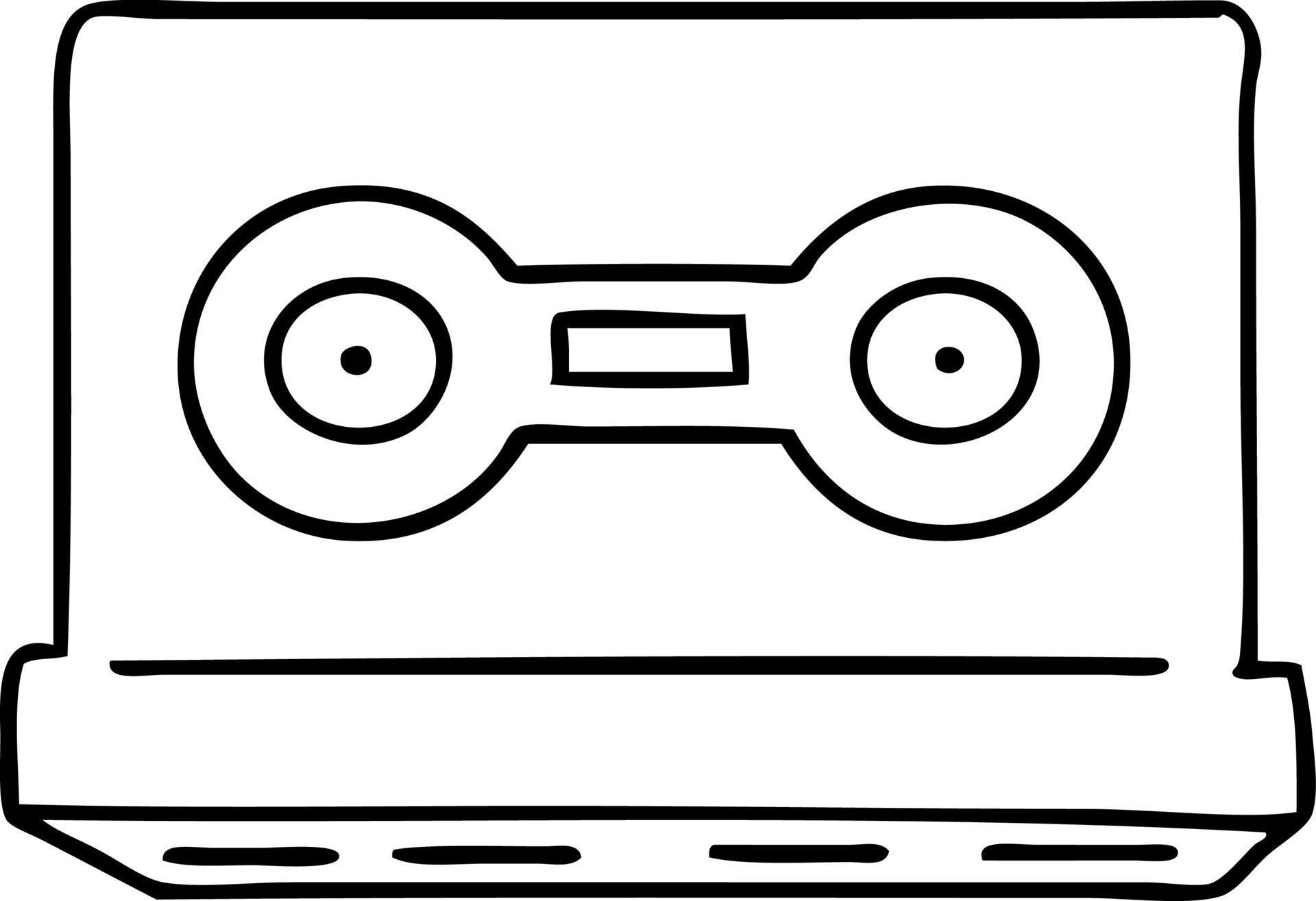 line drawing doodle of a retro cassette tape 11503423 Vector Art at Vecteezy