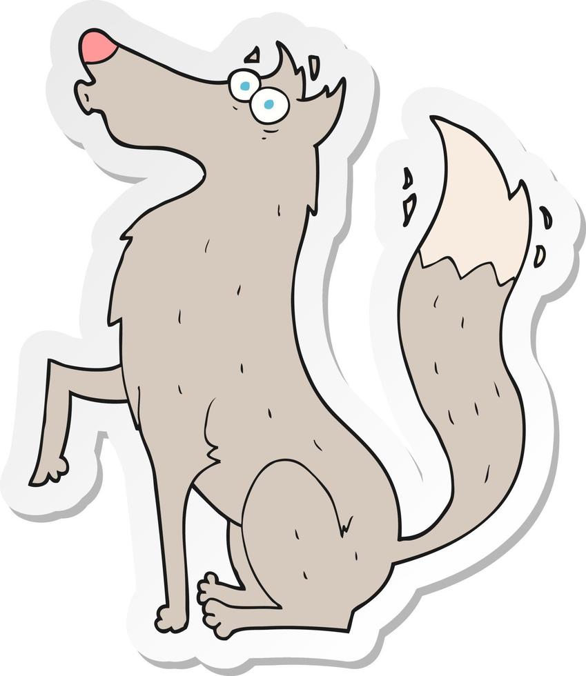 sticker of a cartoon wolf vector