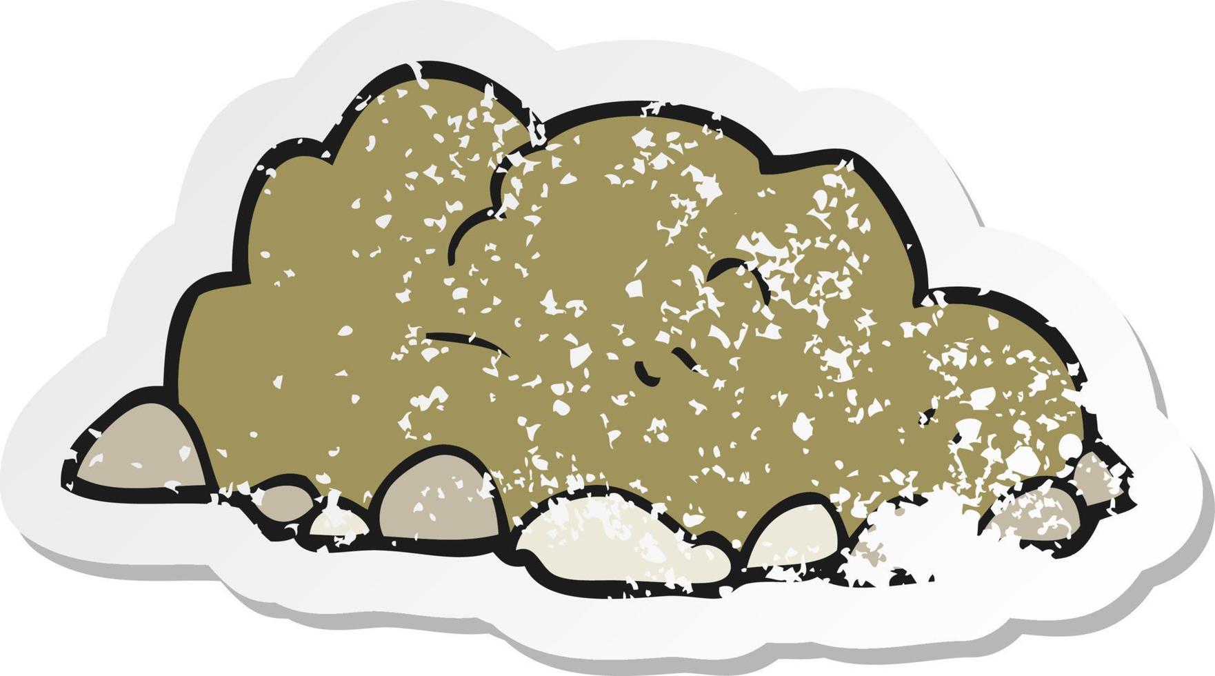 retro distressed sticker of a cartoon pile of dirt vector