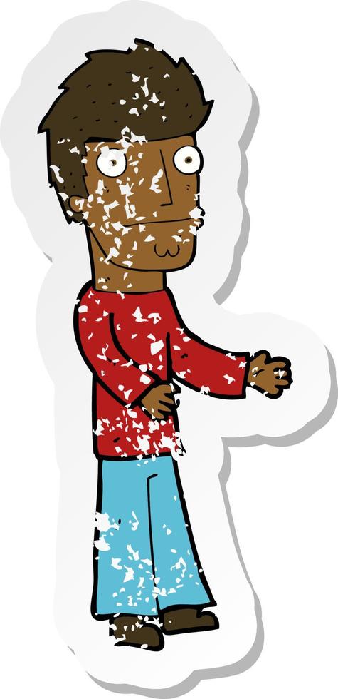 retro distressed sticker of a cartoon confused man vector