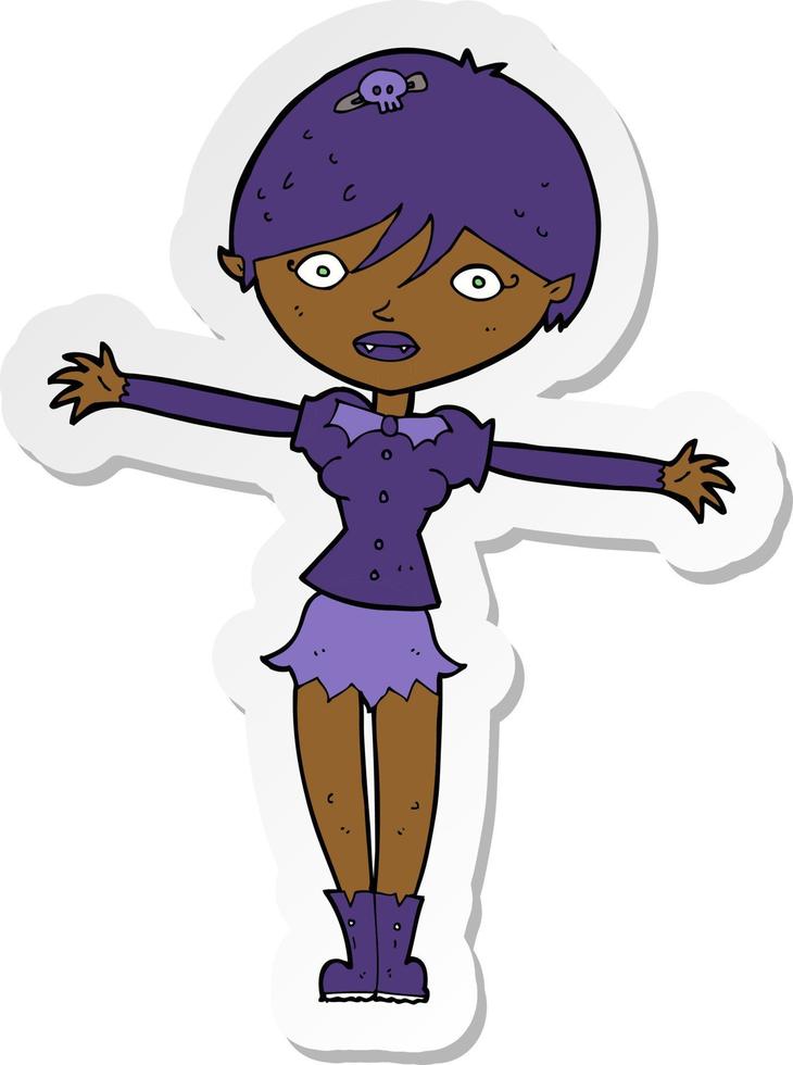 sticker of a cartoon vampire girl vector