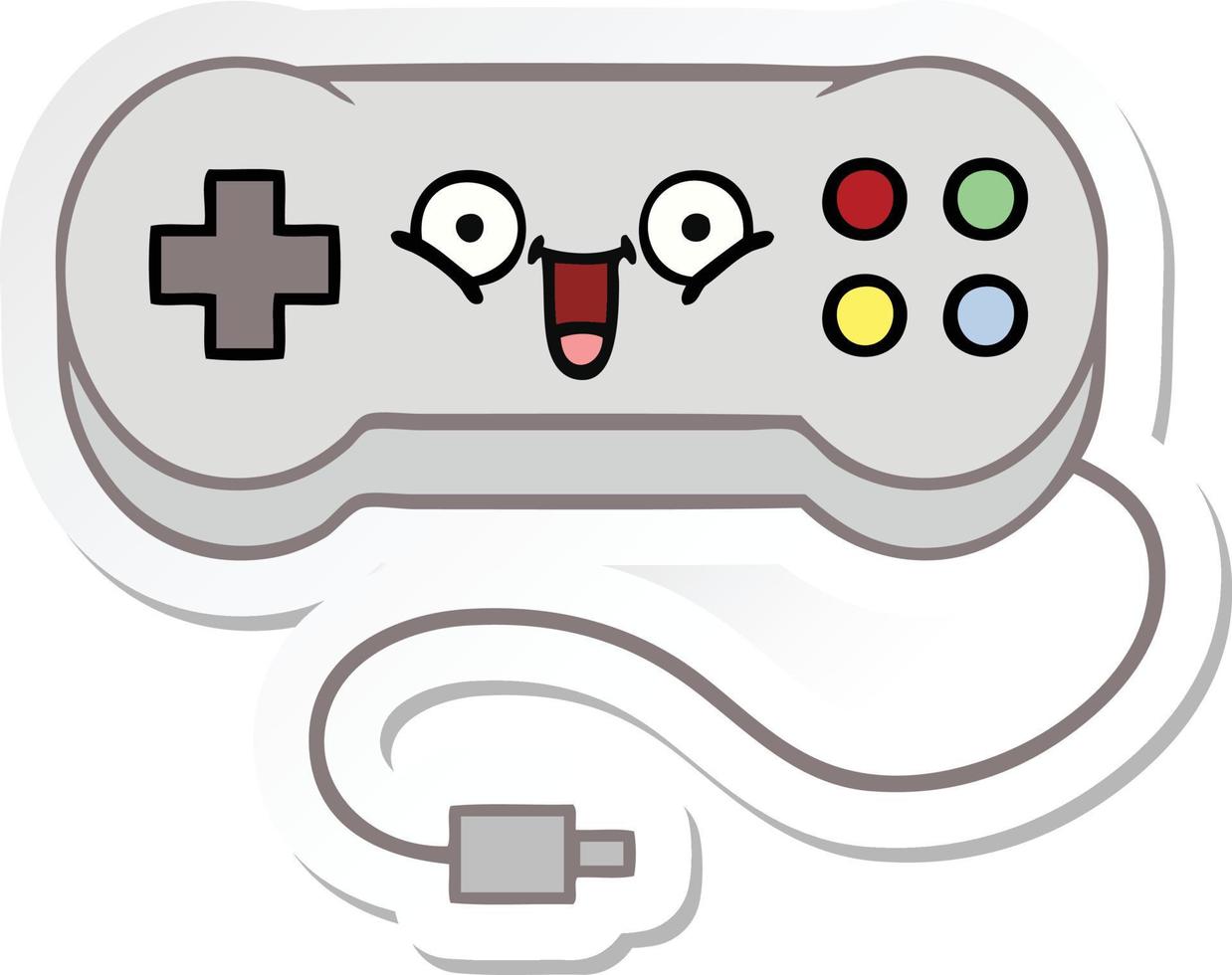 sticker of a cute cartoon game controller vector