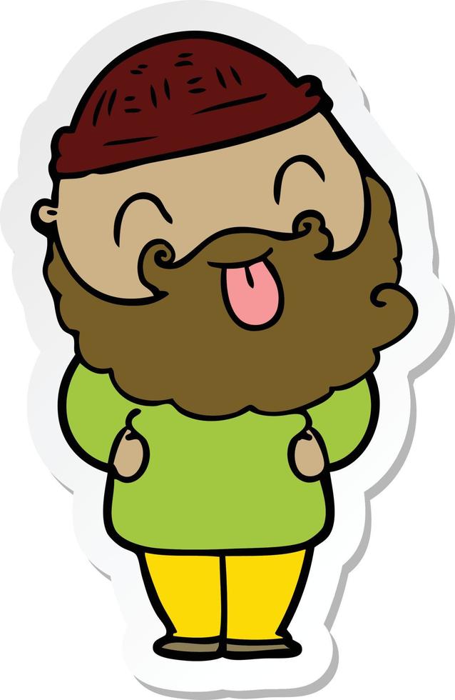 sticker of a man with beard sticking out tongue vector