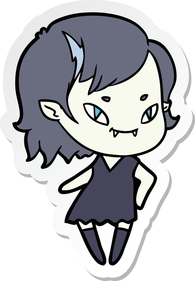 sticker of a cartoon cool vampire girl vector