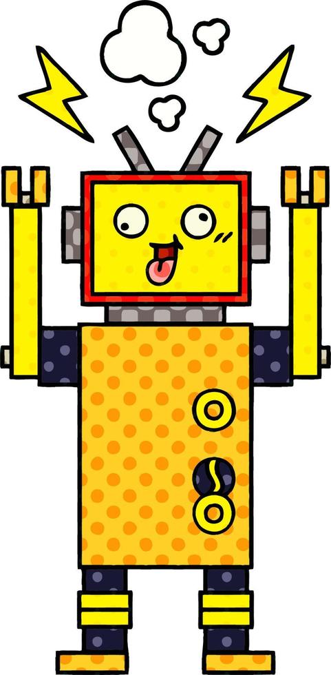 comic book style cartoon malfunctioning robot vector