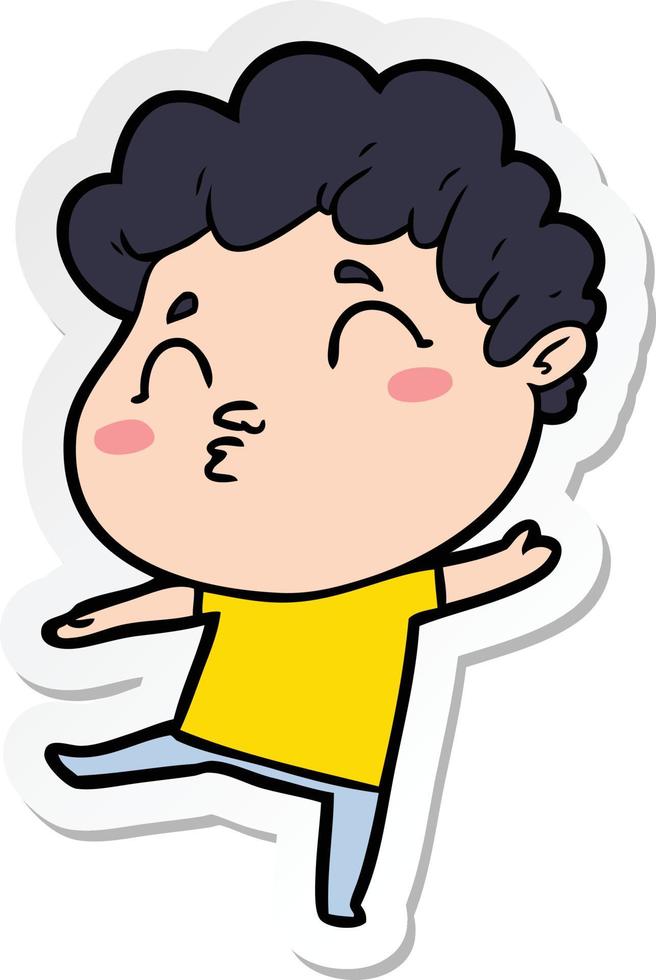 sticker of a cartoon man pouting vector