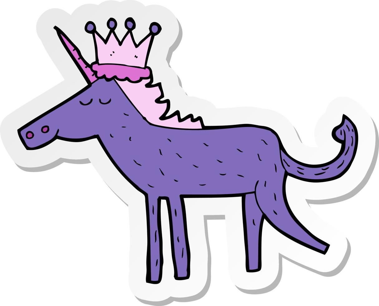 sticker of a cartoon unicorn vector