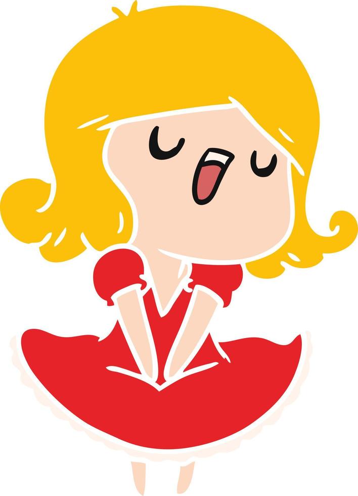 cartoon of a cute singing kawaii girl vector