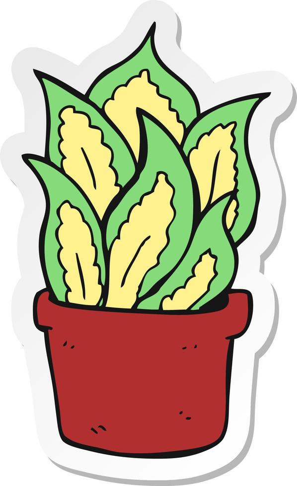 sticker of a cartoon house plant vector