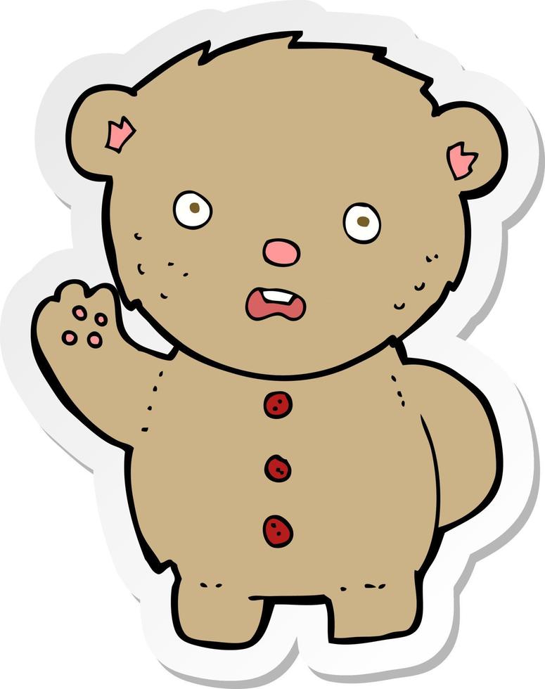 sticker of a cartoon unhappy teddy bear vector