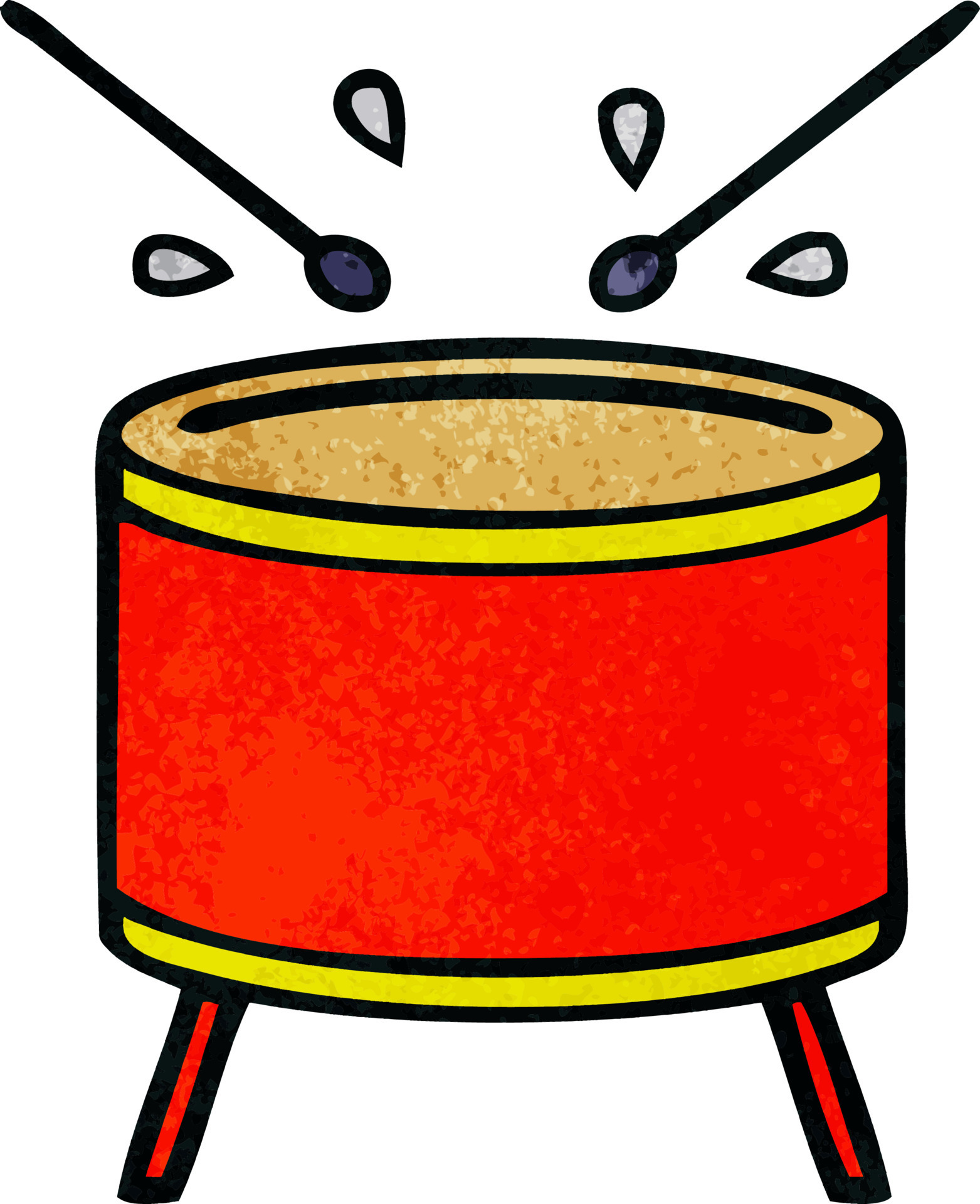 retro grunge texture cartoon beating drum 11503630 Vector Art at Vecteezy