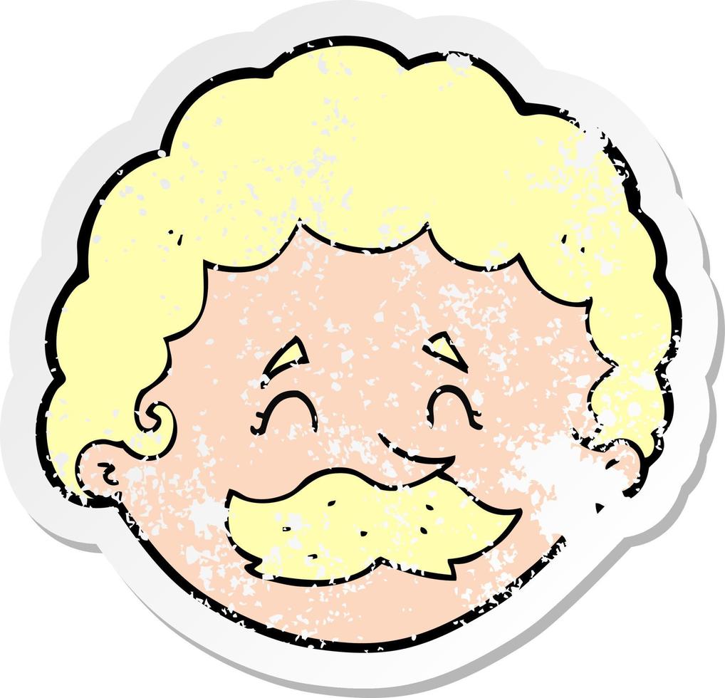 retro distressed sticker of a cartoon man with mustache vector