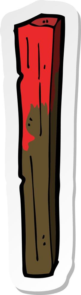 sticker of a cartoon bloody wooden post vector