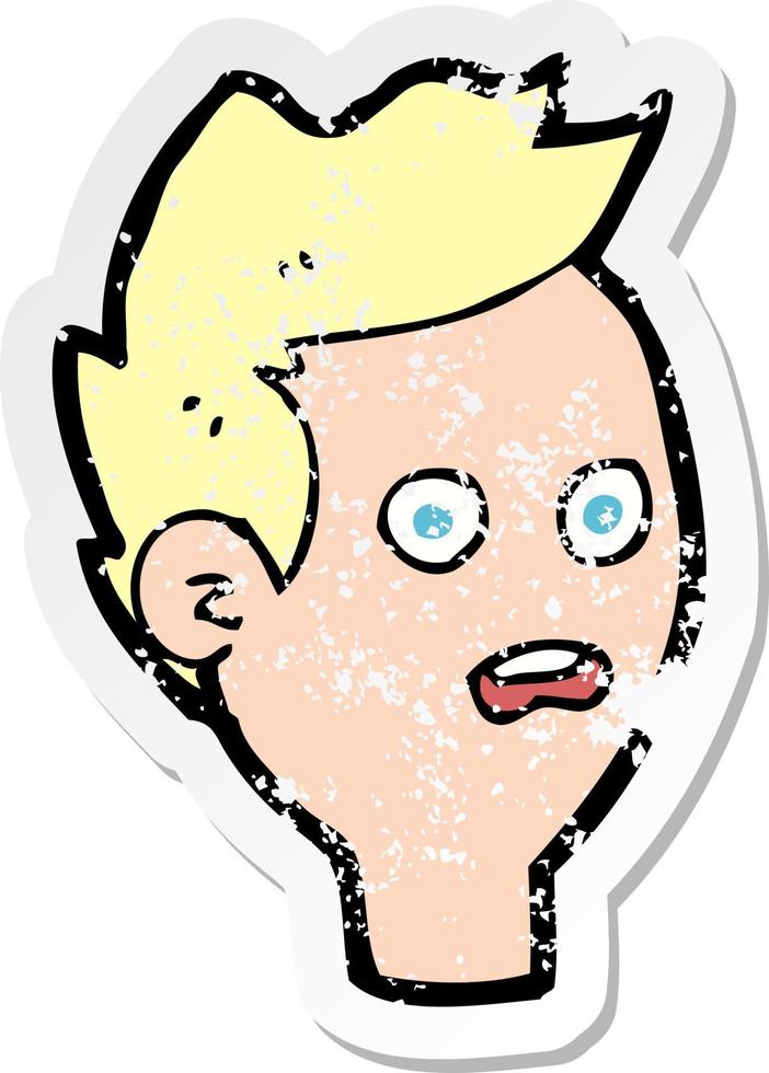 retro distressed sticker of a cartoon shocked man vector