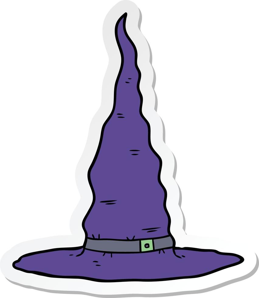 sticker of a cartoon witchs hat vector