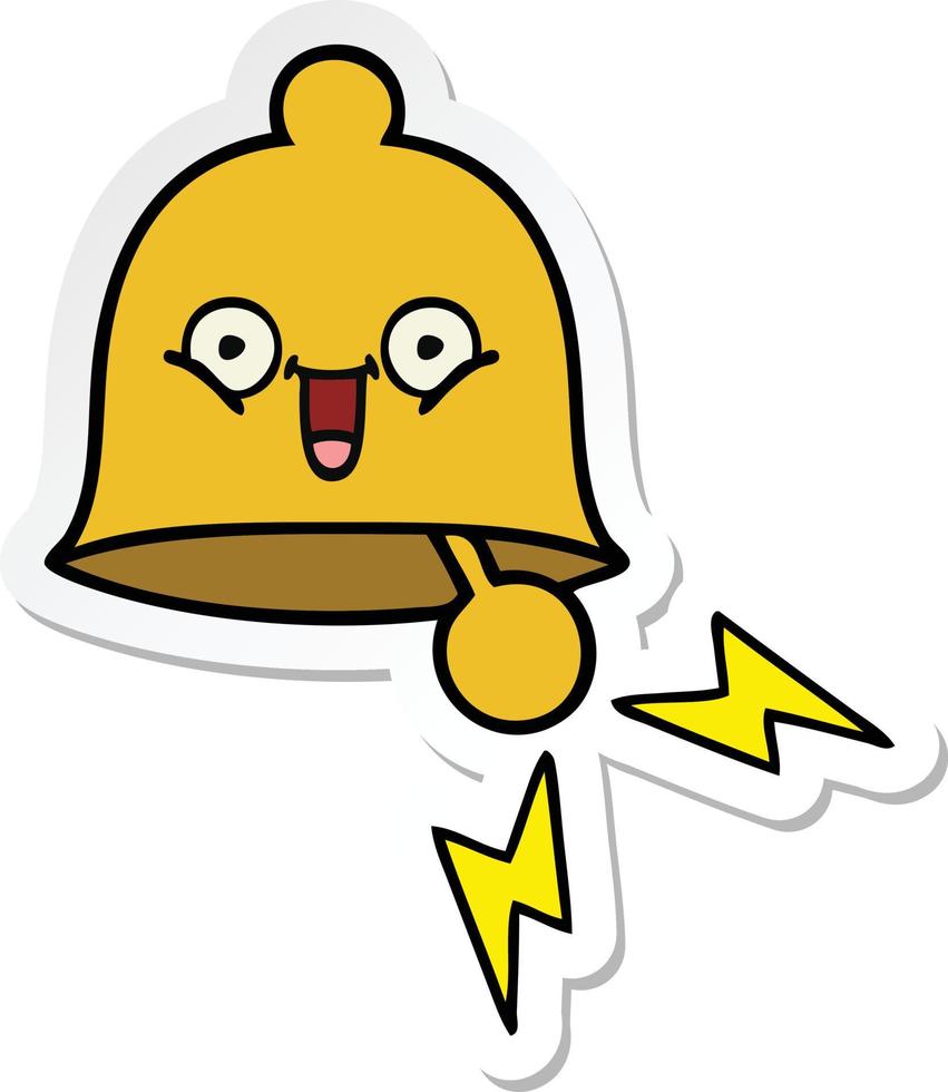 sticker of a cute cartoon ringing bell vector