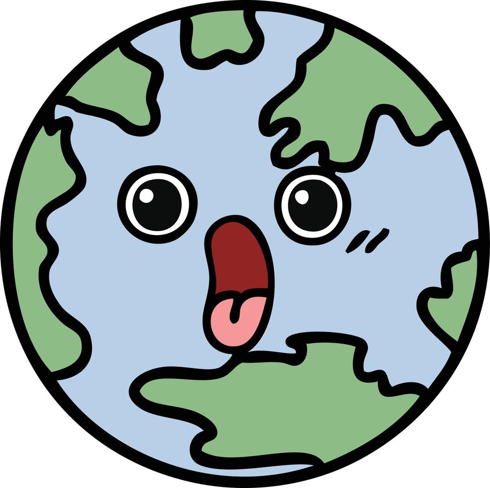 cute cartoon planet earth vector