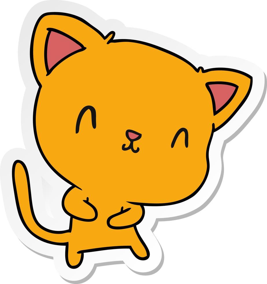 sticker cartoon of cute kawaii cat vector