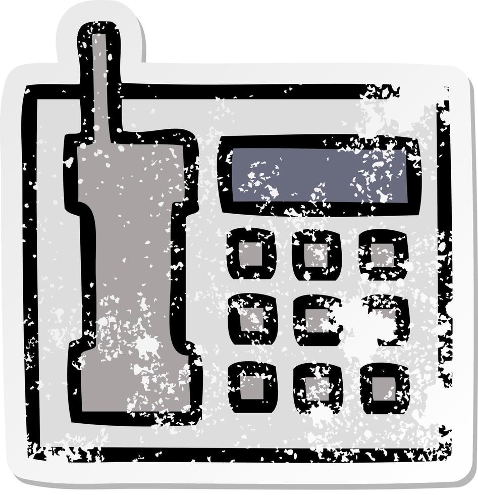 distressed sticker of a cute cartoon telephone vector