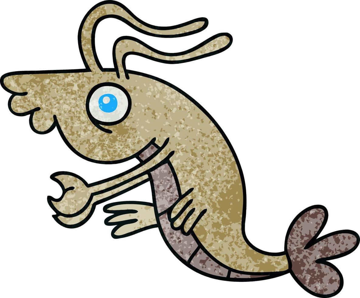 quirky hand drawn cartoon crayfish vector