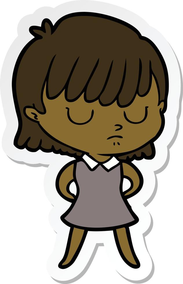 sticker of a cartoon woman vector