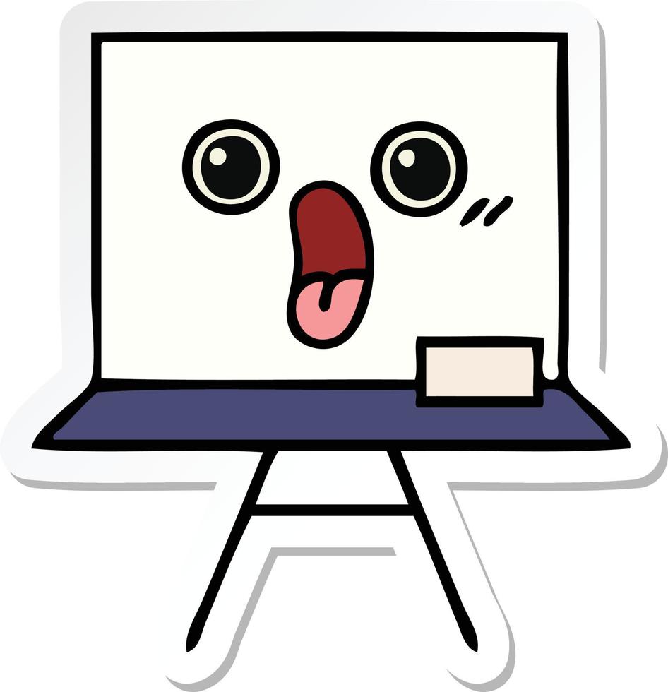 sticker of a cute cartoon white board vector