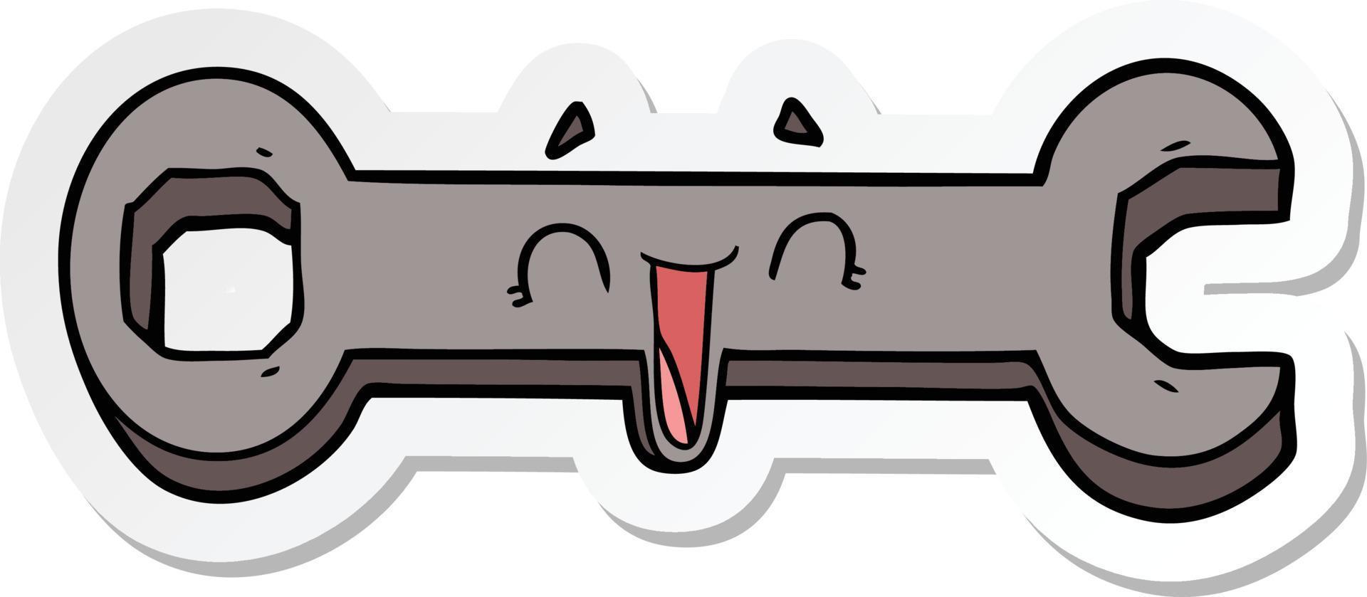 sticker of a cartoon spanner vector