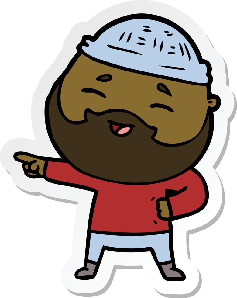 sticker of a cartoon happy bearded man vector