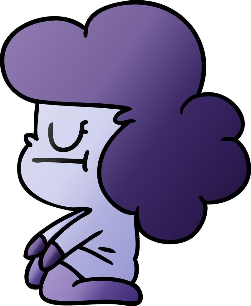 gradient cartoon of a kawaii alien girl vector