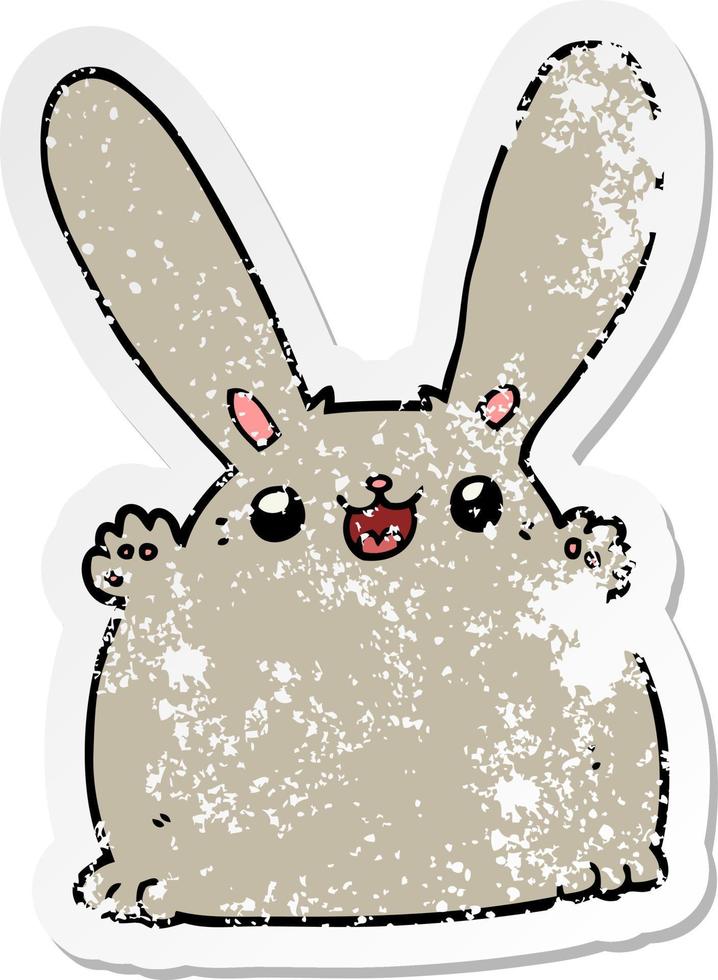 distressed sticker of a cartoon rabbit vector