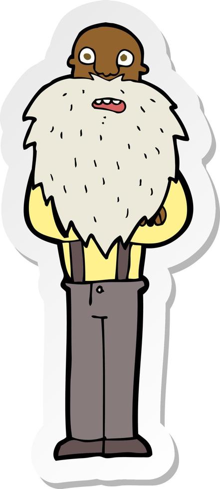 sticker of a cartoon bearded old man vector