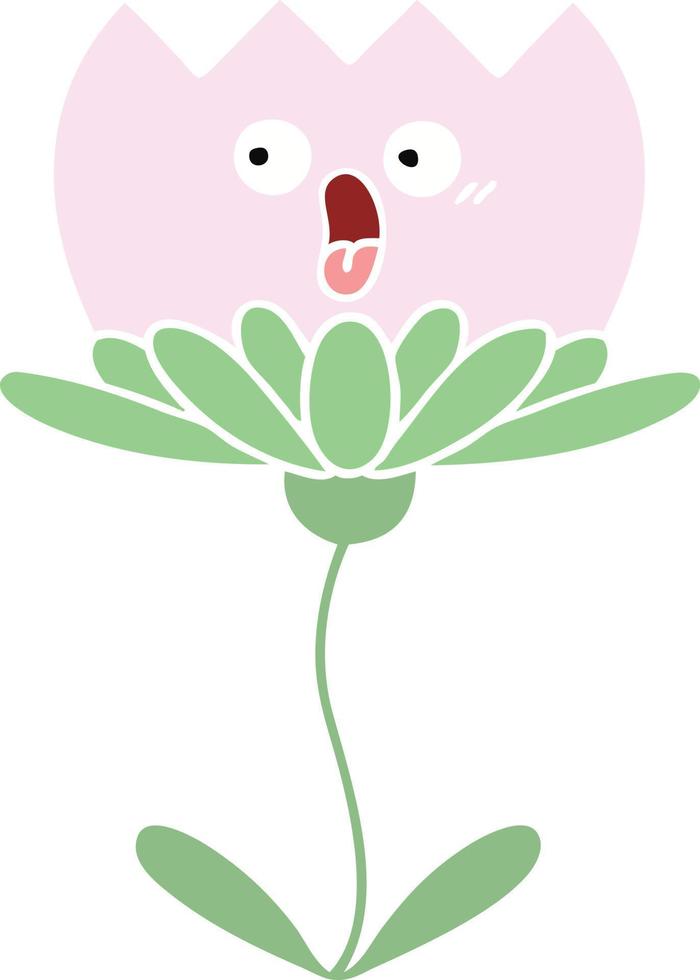 flat color retro cartoon flower vector