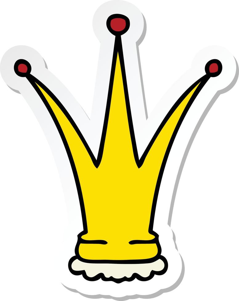 sticker of a quirky hand drawn cartoon gold crown vector