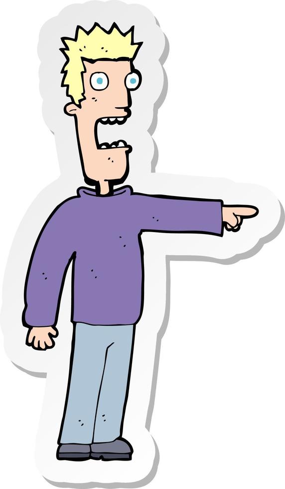 sticker of a cartoon terrified man vector
