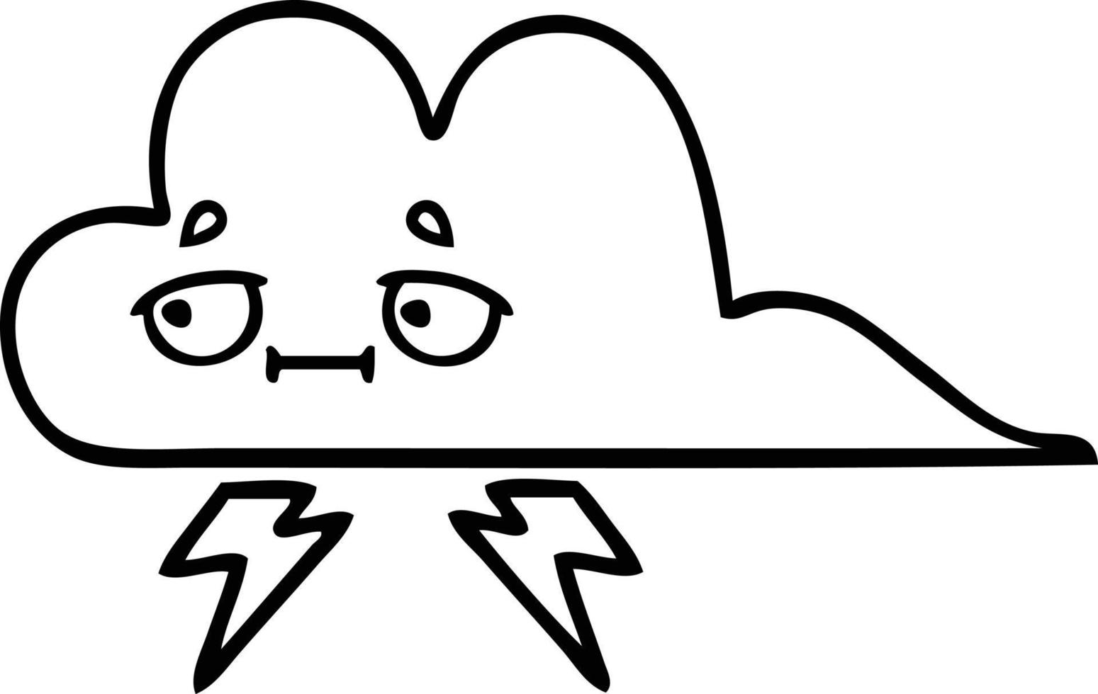 line drawing cartoon thunder cloud vector