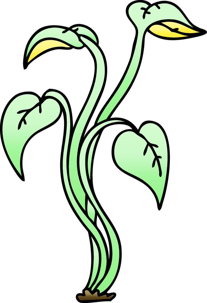 quirky gradient shaded cartoon plant vector